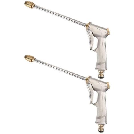 High Pressure Hose Nozzle Sprayer for Garden Watering 2Pcs Metal Silver
