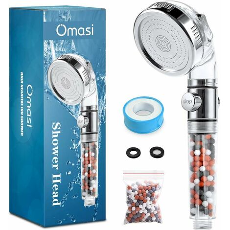 High-pressure shower head, anti-limescale filter shower head，Universal water-saving massage handheld shower head, 3 shower modes, suitable for bathrooms