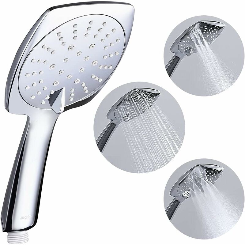 High Pressure Shower Head, Large Square Water Saving Shower Head with 3 Spray Settings, Universal and Adjustable SH-Large Silver