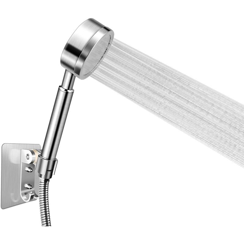 Aougo - High Pressure Shower Head with 1.5m Hose and Bracket, 304 Stainless Steel Water Saving Shower Head Easy Installation and Cleaning