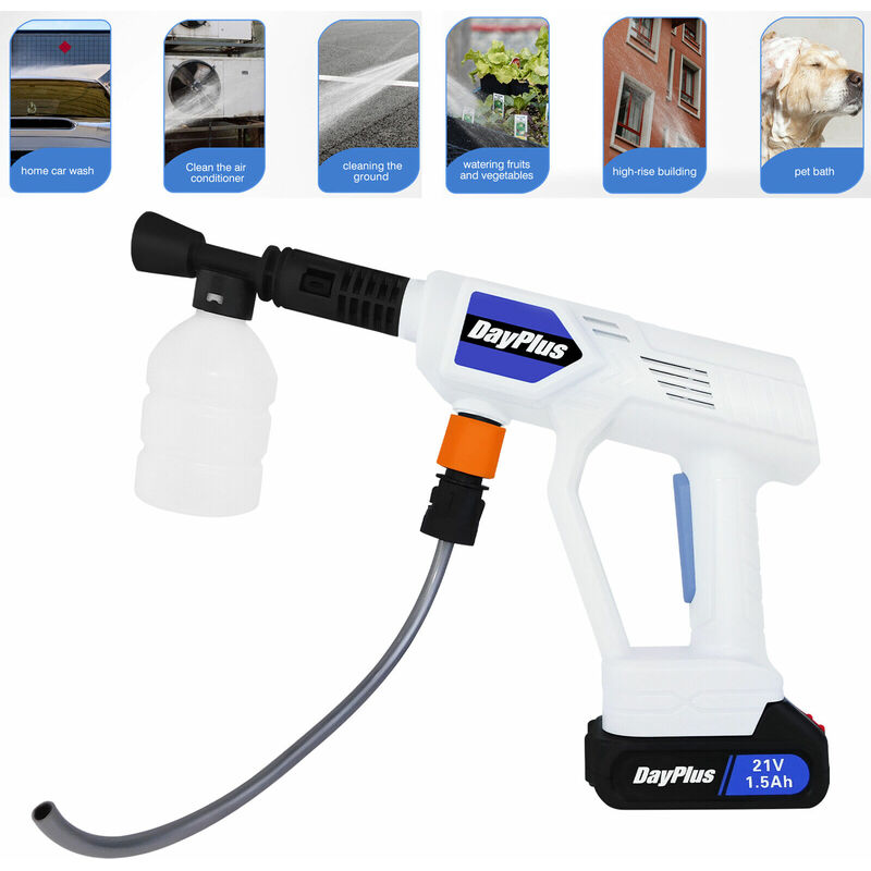 Dayplus - High Pressure Spray Water Gun Cordless Pressure Washer Car Cleaner Portable with 2pcs Batteries