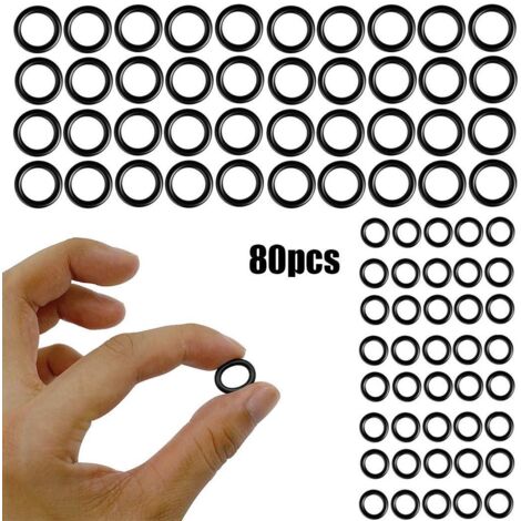 High-pressure washer O-rings, suitable for 1/4 inch and 3/8 inch quick-connect couplings, 80 pieces per pack.