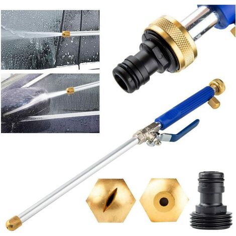 main image of "High Pressure Water Lance Water Lancer with 2 Cleaning Nozzles Spray Nozzles Watering Hose Fitting 46 Cm Garden Shower Hydro Jet Power Blue"