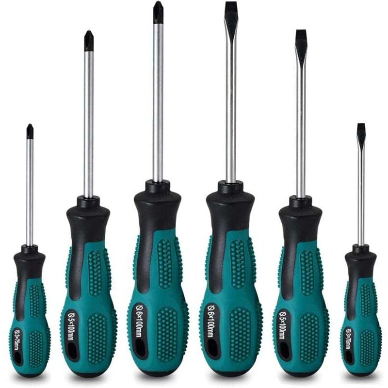 High quality 6-piece Chrom-Vanadium-Schraubendreher-Set mit magnetischem Schraubendreher, bestehend aus 3 Schlitz- und 3 Kreuzschlitzschraubendrehern