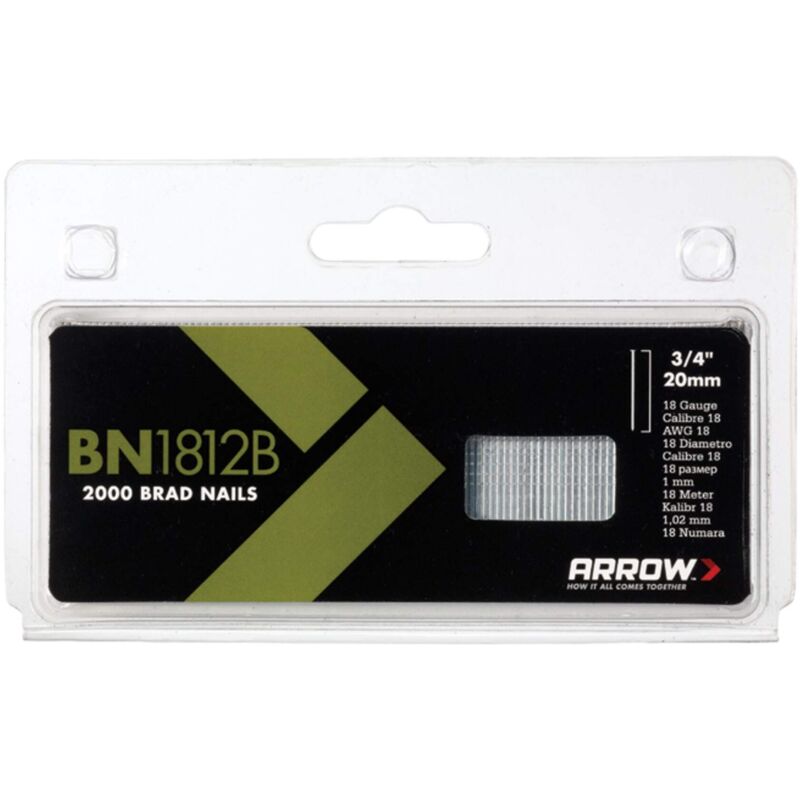 High-Quality Arrow ABN1812B BN1812B 20mm Brown Head Brad Nails – Pack of 2000