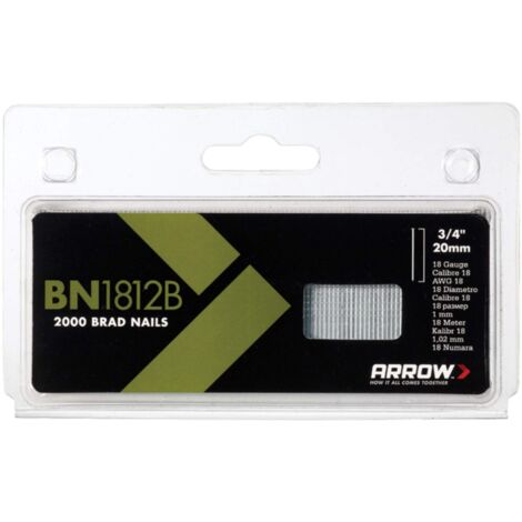 High-Quality Arrow ABN1812B BN1812B 20mm Brown Head Brad Nails – Pack of 2000