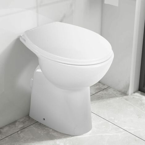 High Rimless Toilet Soft Close 7 cm Higher Ceramic White - White