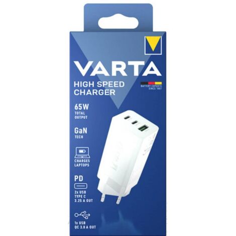 HIGH SPEED CHARGER 65W USB+2XUSB-C TECN.GAN FAST CHARGE