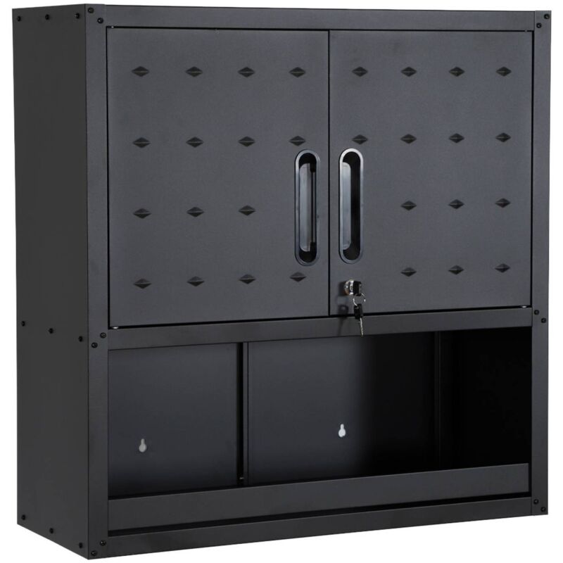 Sweeek High Storage Cabinet For Garages With Shelf Black 30x75x77 Cm - Bobby