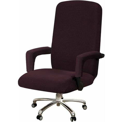 High Stretch Office Chair Cover Spandex Chair Cover for Office Chair Computer Office Chair Covers High Back, Feature Checked Jacquard Fabric Modern Simplism Style (Large, Coffee)