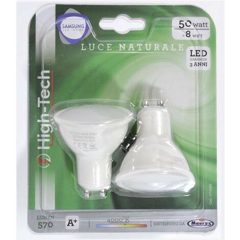 Lampadina LED GU10 8W Luce Naturale 4000k GU10-06N