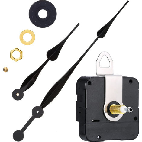 High Torque Clock Movement Replacement Mechanism with Clock Hands for Dials Over 60cm Diameter - Black