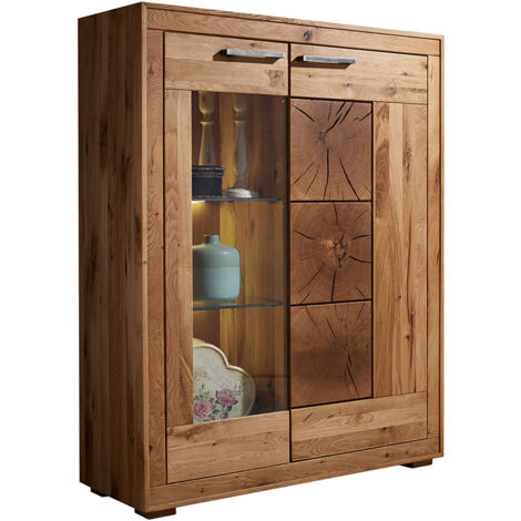 Highboard 103cm breit, Wildeiche massiv geölt, montiert, WINNIPEG-69