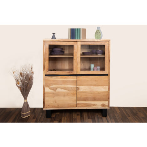 Highboard 118 x 140 cm Akazienholz naturfarben KYOTO II
