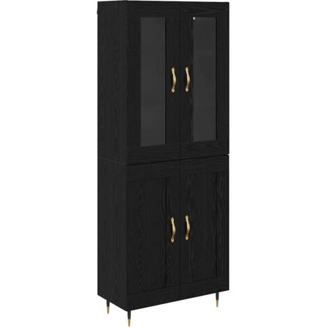 Highboard 2 pcs Black Oak Engineered Wood vidaXL