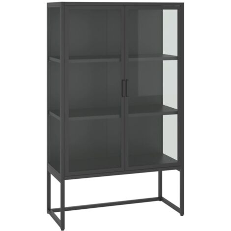 Highboard Anthracite 80x35x135 cm Steel and Tempered Glass vidaXL