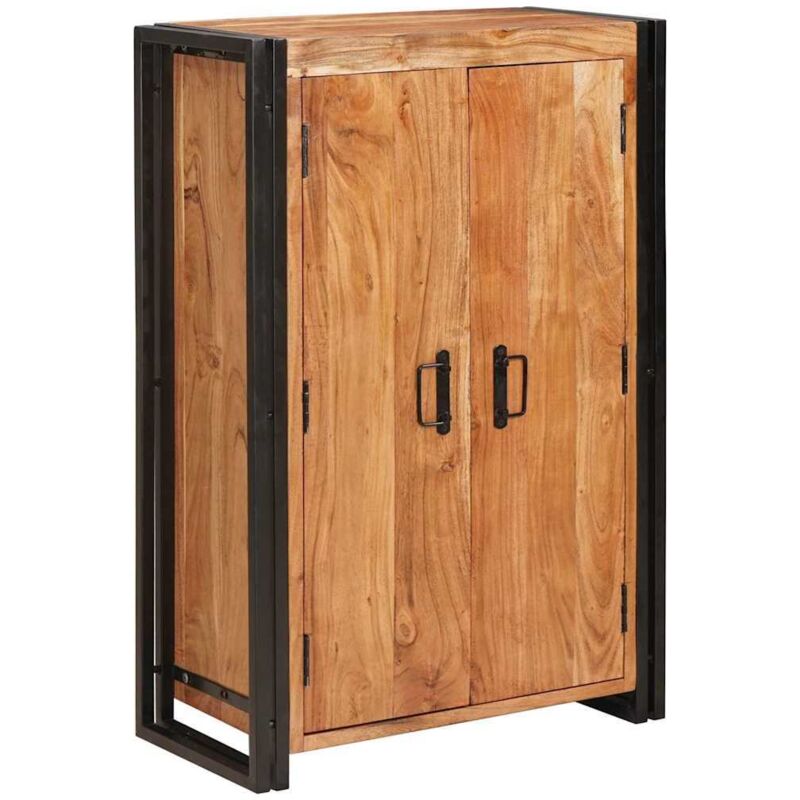 vidaXL Highboard avec portes Marron Bois d'acacia massif et métal