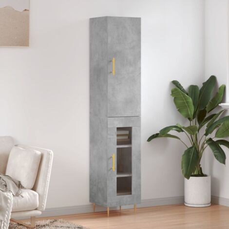 Highboard Betongrau 34,5x34x180 cm Holzwerkstoff vidaXL