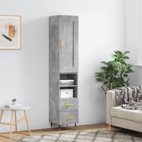 Highboard Betongrau 34,5x34x180 cm Holzwerkstoff vidaXL