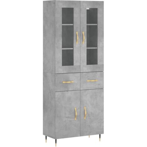 Highboard Betongrau 69,5x34x180 cm Holzwerkstoff vidaXL