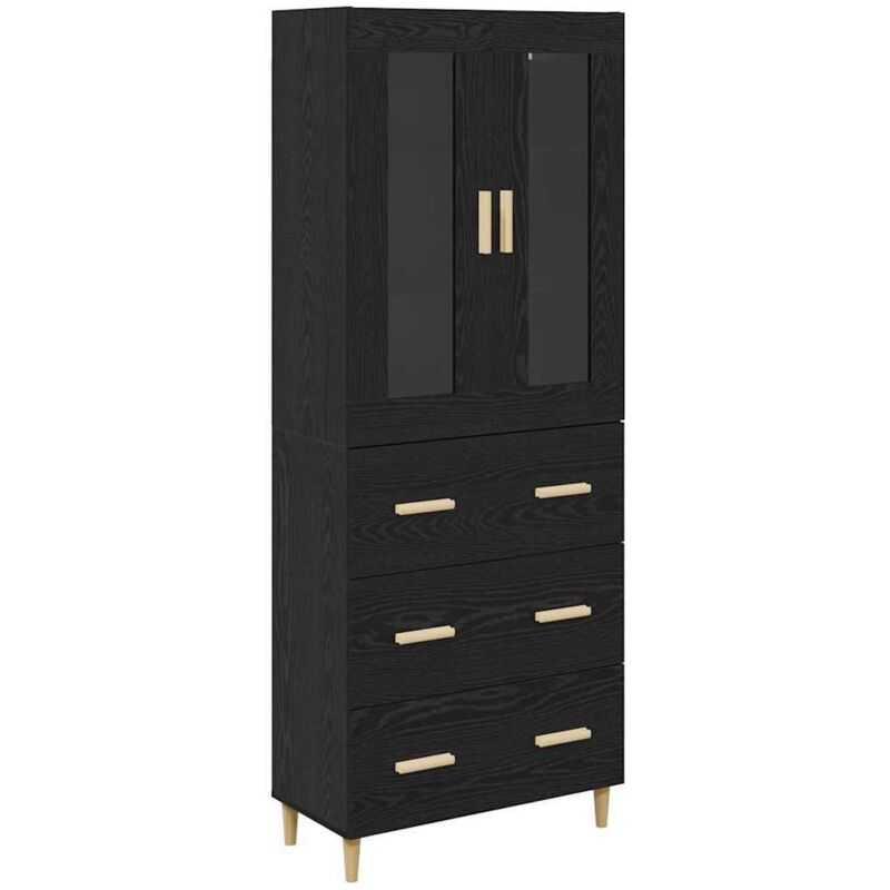 Highboard Schwarz Eichen-optik 69, 5 X 34 X 180 Cm Vidaxl
