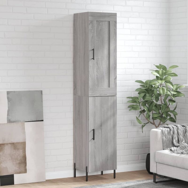 Highboard Grey Sonoma 34.5x34x180 Cm Engineered Wood Vidaxl