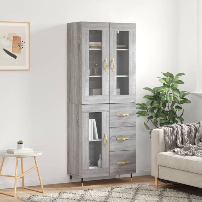 Highboard Grey Sonoma 69.5x34x180 Cm Engineered Wood Vidaxl