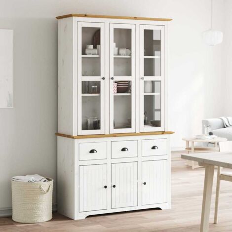 Highboard BODO Weiß Braun 115,5x43x200,5 cm Massivholz Kiefer vidaXL