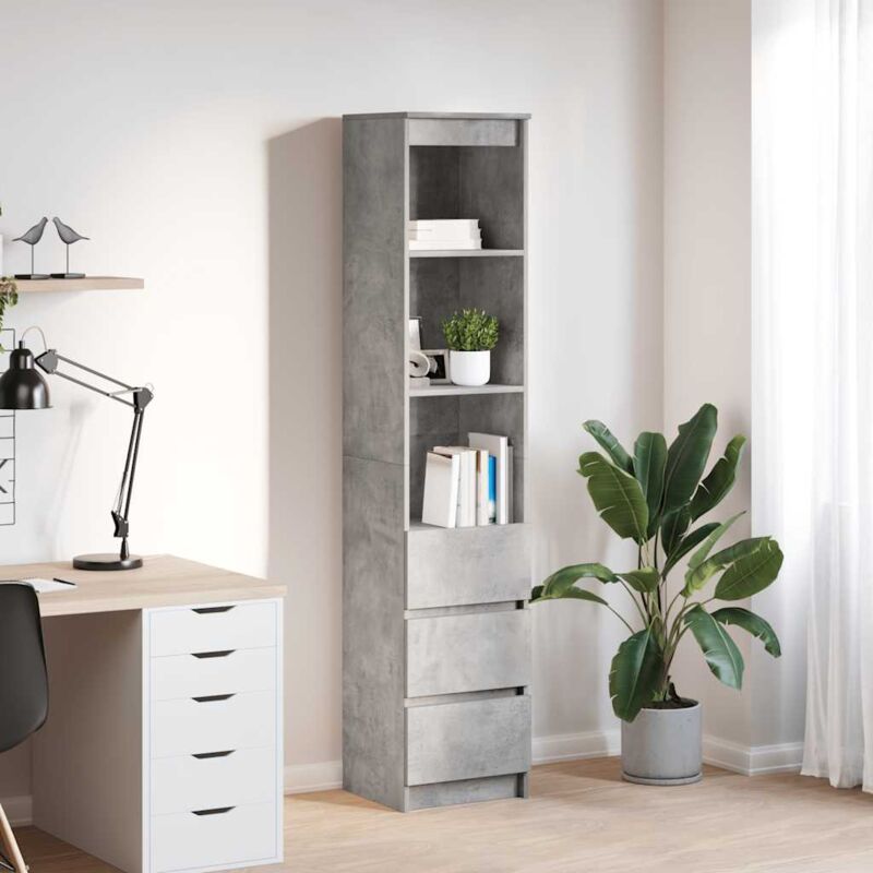 Highboard Betongrau 37, 5x35x180 Cm Holzwerkstoff - Vidaxl