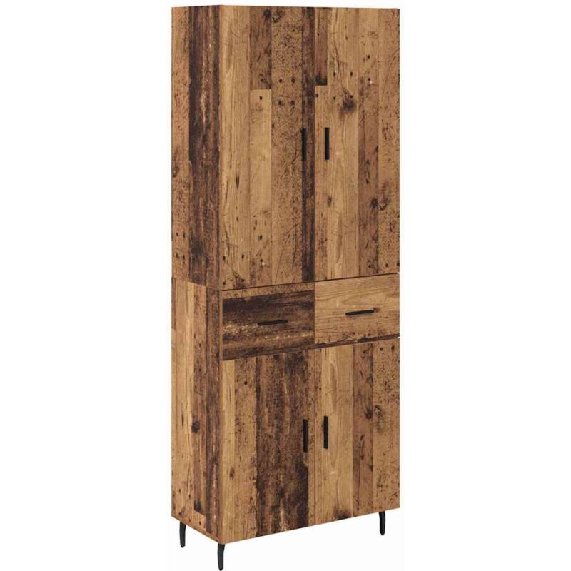 Highboard Mit Schubladen 2 Pcs Altholz Engineered Wood Und Glas Vidaxl
