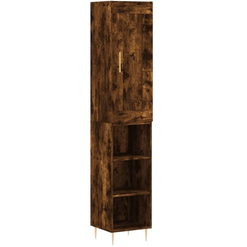 Highboard Smoked Oak 34.5x34x180 cm Engineered Wood Vidaxl Brown