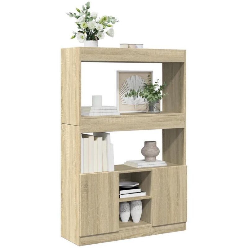 Highboard Sonoma-eiche 92x33x140 Cm Holzwerkstoff - Vidaxl