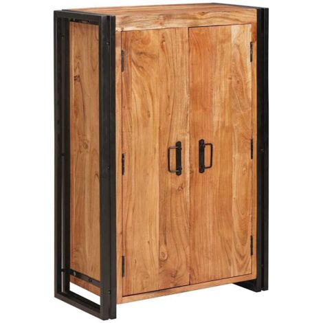 Highboard con Puertas Marrón Madera maciza de Acacia y Metal