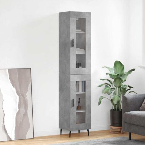 Highboard Concrete Grey 34.5x34x180 cm Engineered Wood vidaXL