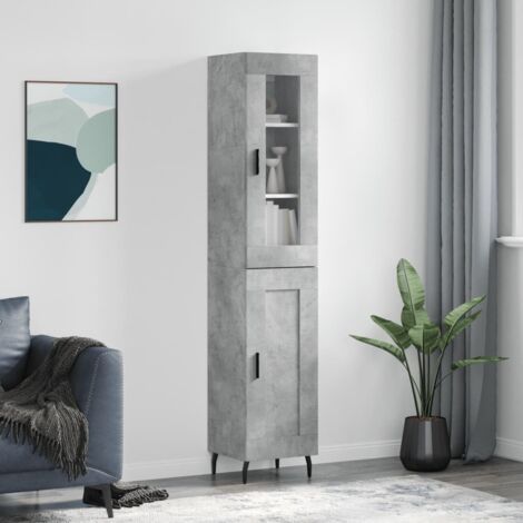 Highboard Concrete Grey 34.5x34x180 cm Engineered Wood vidaXL