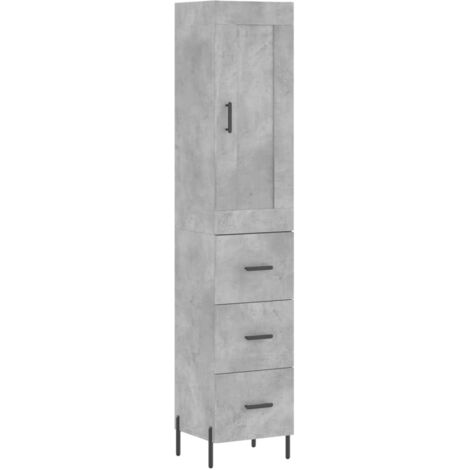 Highboard Concrete Grey 34.5x34x180 cm Engineered Wood vidaXL