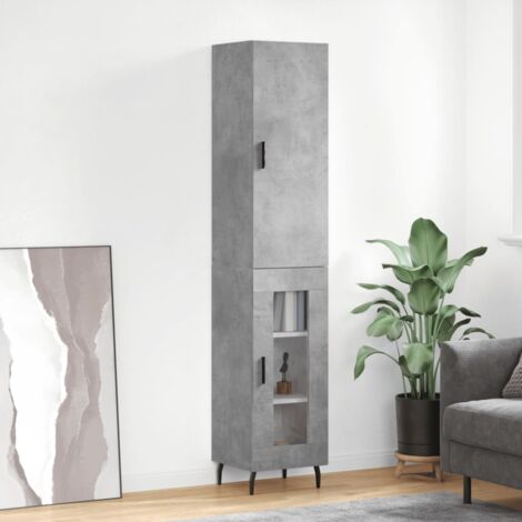 Highboard Concrete Grey 34.5x34x180 cm Engineered Wood vidaXL