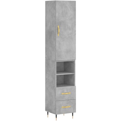Highboard Concrete Grey 34.5x34x180 cm Engineered Wood vidaXL