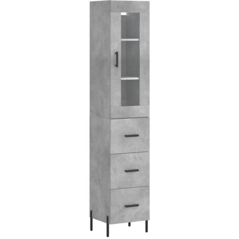 Highboard Concrete Grey 34.5x34x180 cm Engineered Wood vidaXL