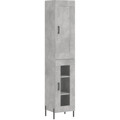 Highboard Concrete Grey 34.5x34x180 cm Engineered Wood vidaXL
