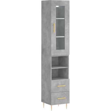 Highboard Concrete Grey 34.5x34x180 cm Engineered Wood vidaXL