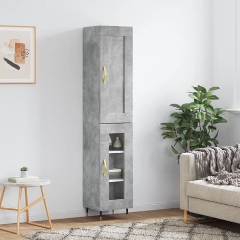 Highboard Concrete Grey 34.5x34x180 cm Engineered Wood vidaXL