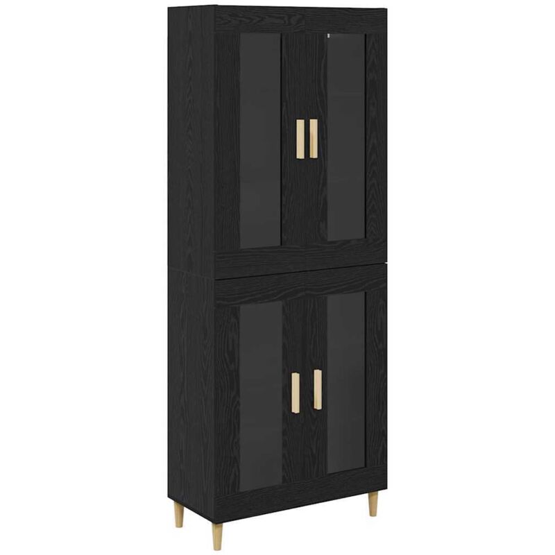 Highboard Black Oak 69.5 X 34 X 180 Cm Engineered Wood Vidaxl