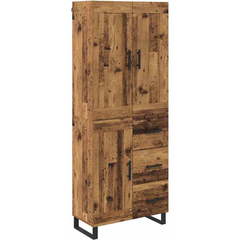 Highboard Old Wood 69.5 X 34 X 180 Cm Engineered Wood Vidaxl