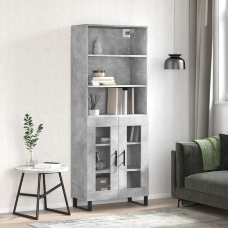 Highboard Concrete Grey 69.5x34x180 cm Engineered Wood vidaXL
