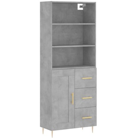 Highboard Concrete Grey 69.5x34x180 cm Engineered Wood vidaXL