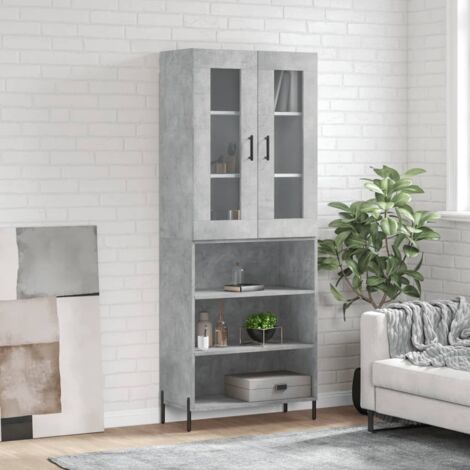 Highboard Concrete Grey 69.5x34x180 cm Engineered Wood vidaXL