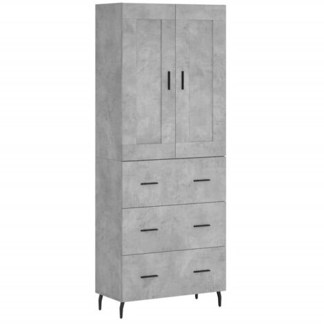 Highboard Concrete Grey 69.5x34x180 cm Engineered Wood vidaXL