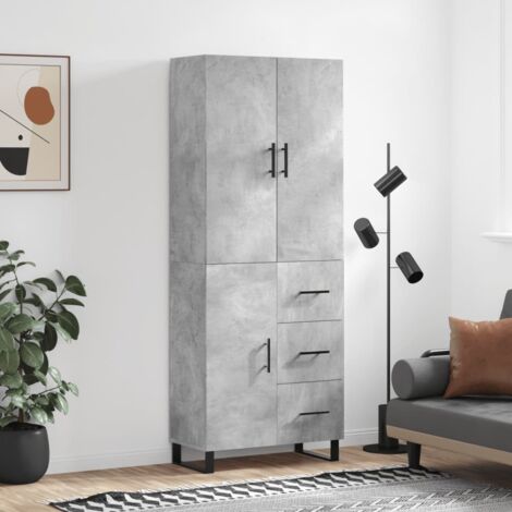 Highboard Concrete Grey 69.5x34x180 cm Engineered Wood vidaXL
