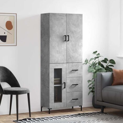 Highboard Concrete Grey 69.5x34x180 cm Engineered Wood vidaXL